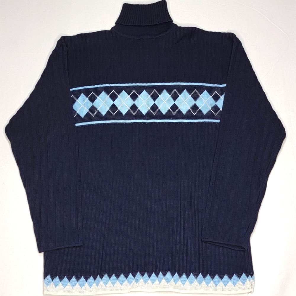 XXL‎ Men's Navy Blue Argyle Design Sweater #0390
